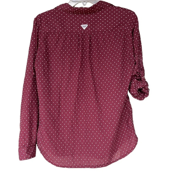 Columbia TexasA&M University Women’s Cotton PFG Swiss Dot Button Down SzM - Picture 7 of 10